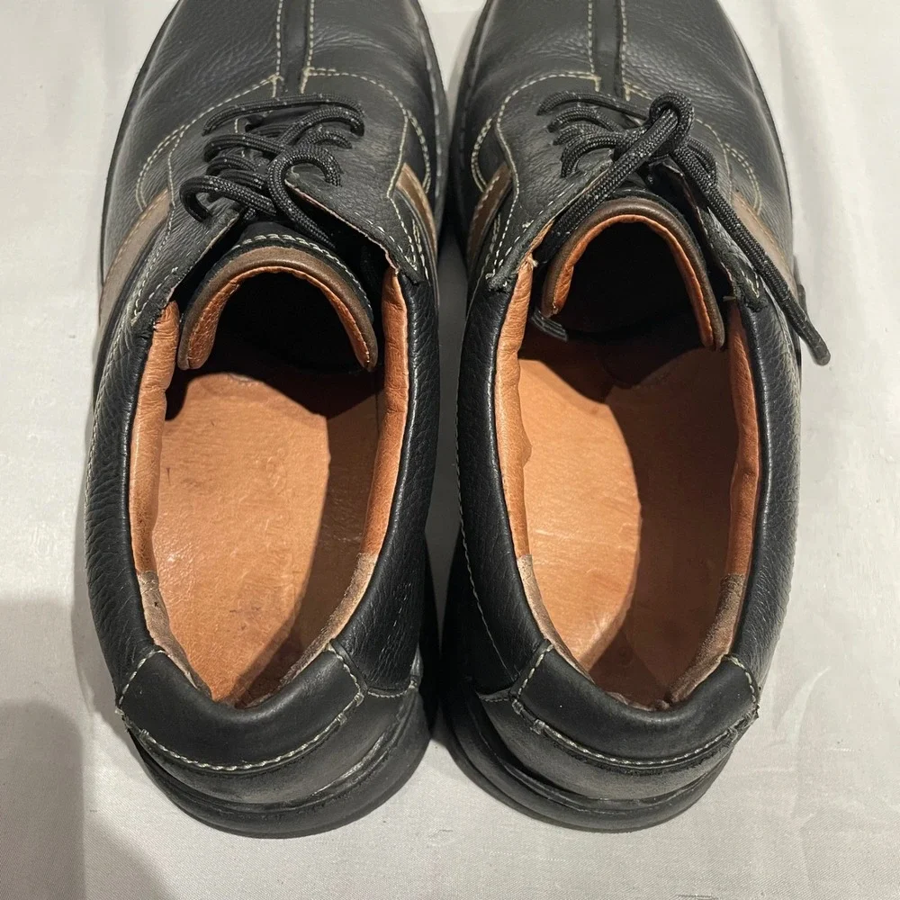 Clarks Mens 30345 Black Leather Lace Up Casual Oxford‎ Shoes Size 11M